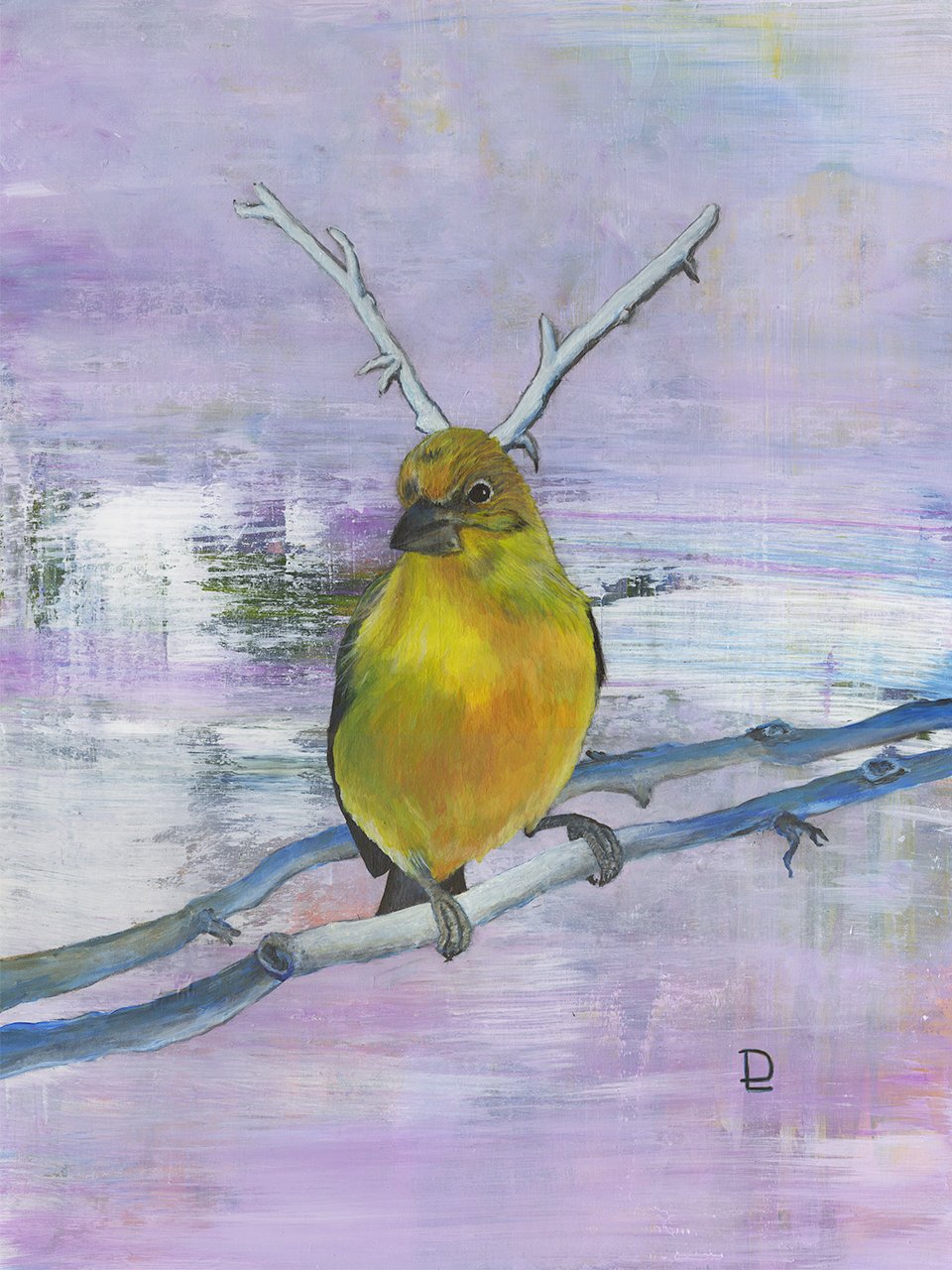 Finch with Branch Antlers